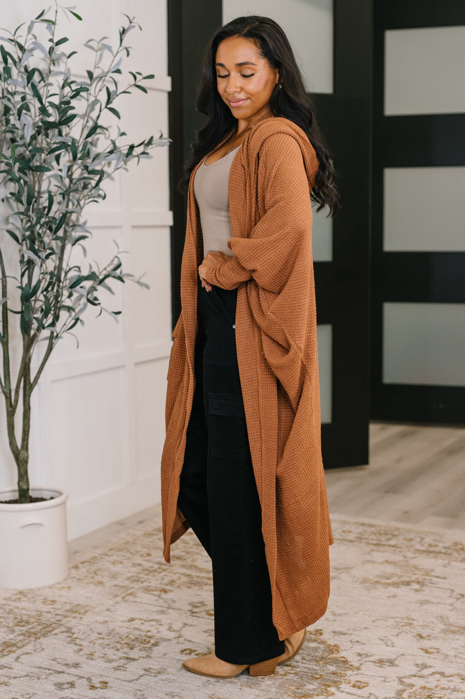 Pamper Travel Hooded Cardigan in Chestnut-Womens-Ave Shops-[option4]-[option5]-[option6]-[option7]-[option8]-Shop-Boutique-Clothing-for-Women-Online