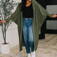 Pamper Travel Hooded Cardigan in Olive-Womens-Ave Shops-[option4]-[option5]-[option6]-[option7]-[option8]-Shop-Boutique-Clothing-for-Women-Online