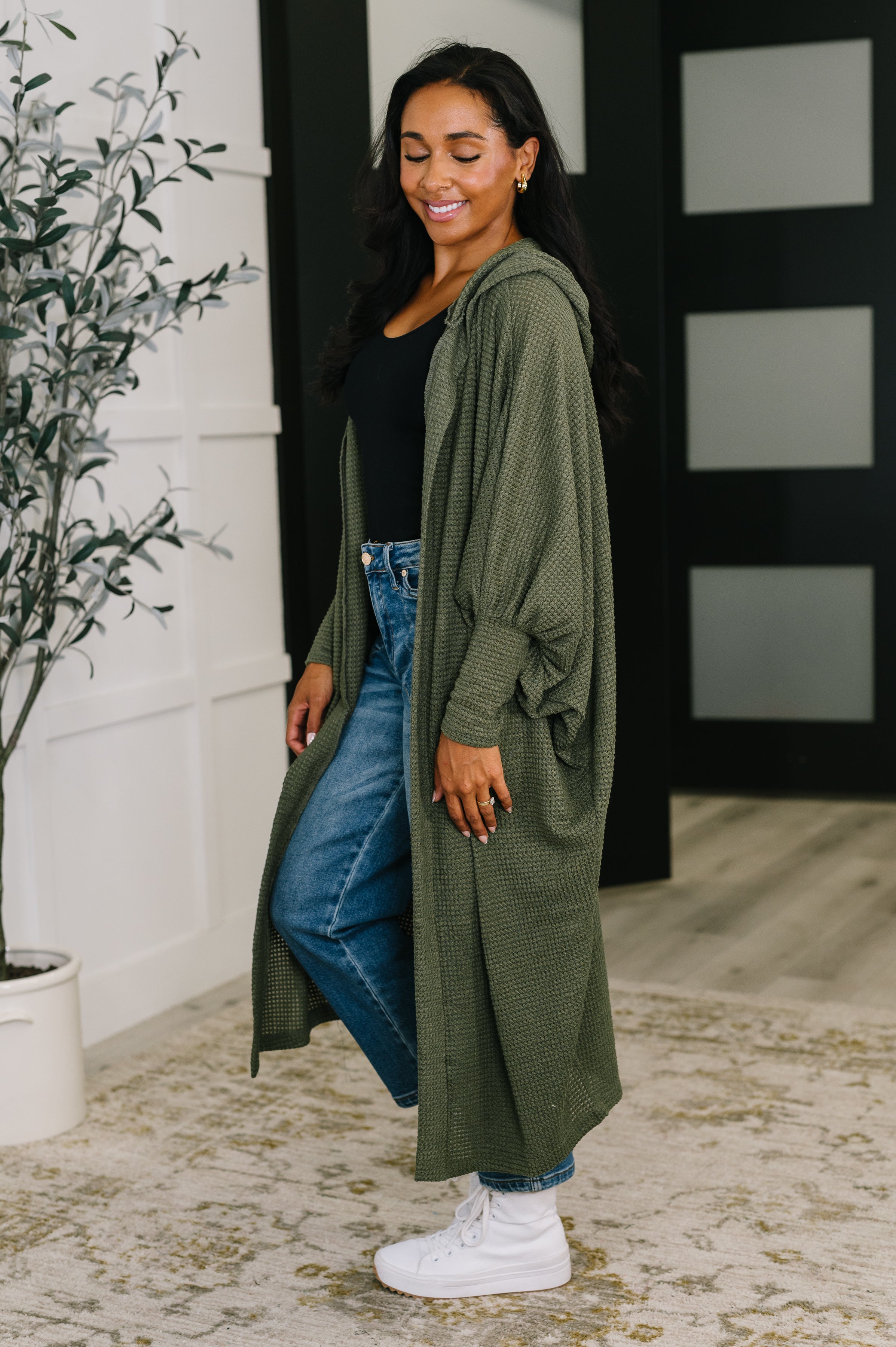 Pamper Travel Hooded Cardigan in Olive-Womens-Ave Shops-[option4]-[option5]-[option6]-[option7]-[option8]-Shop-Boutique-Clothing-for-Women-Online