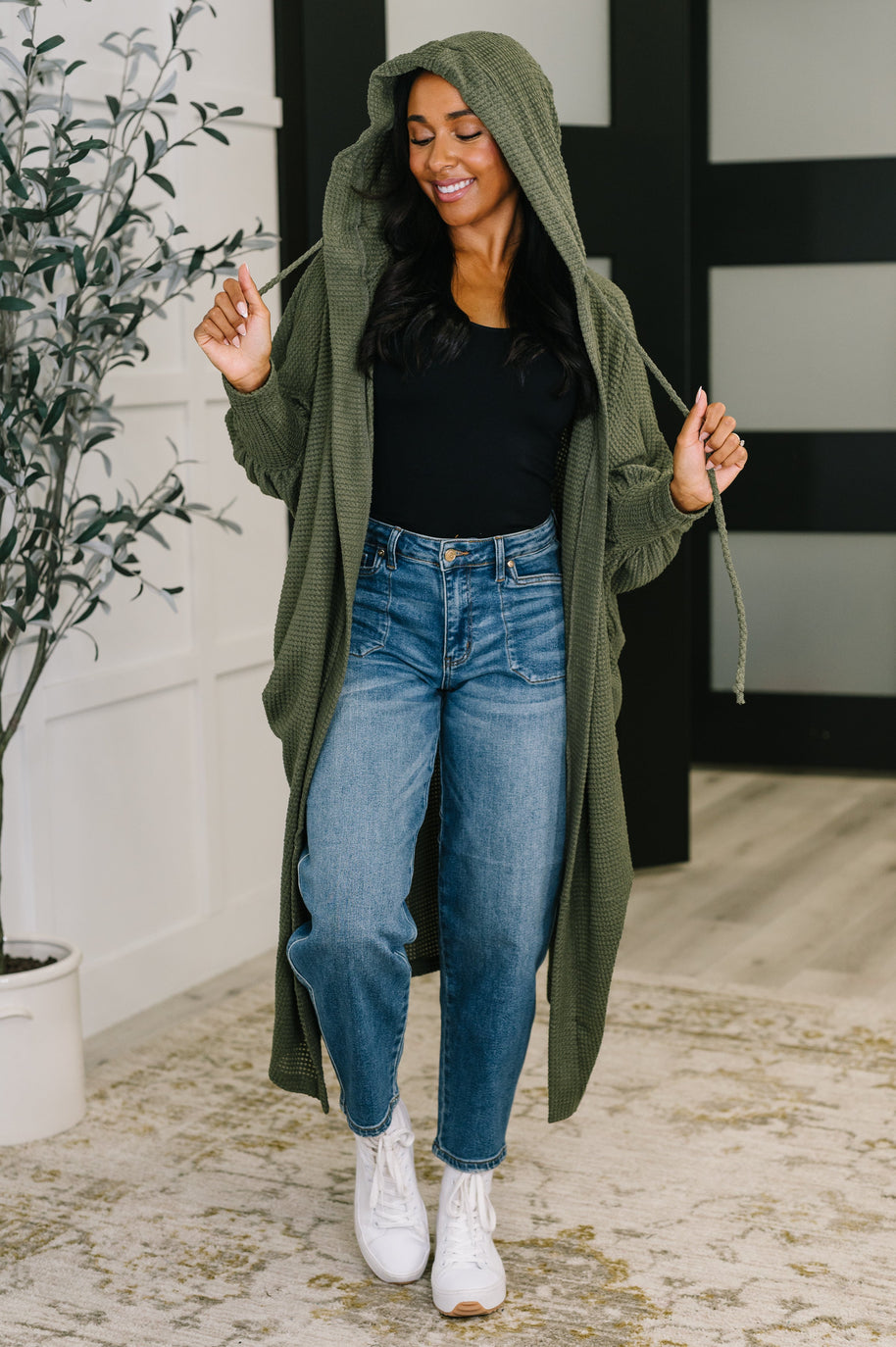 Pamper Travel Hooded Cardigan in Olive-Womens-Ave Shops-[option4]-[option5]-[option6]-[option7]-[option8]-Shop-Boutique-Clothing-for-Women-Online