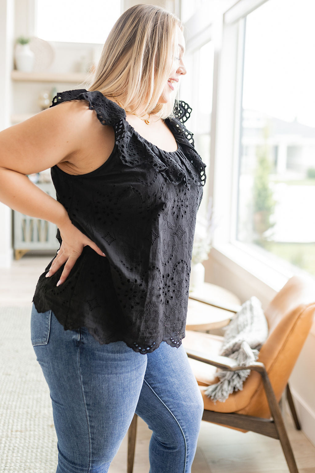 Parisian Stroll Lace Blouse in Black-Tops-Ave Shops-[option4]-[option5]-[option6]-[option7]-[option8]-Shop-Boutique-Clothing-for-Women-Online