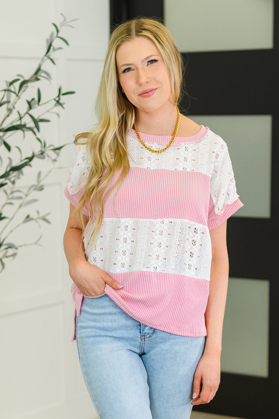 Parlour Picnic Color Block Knit Top in Pink-Womens-Ave Shops-[option4]-[option5]-[option6]-[option7]-[option8]-Shop-Boutique-Clothing-for-Women-Online