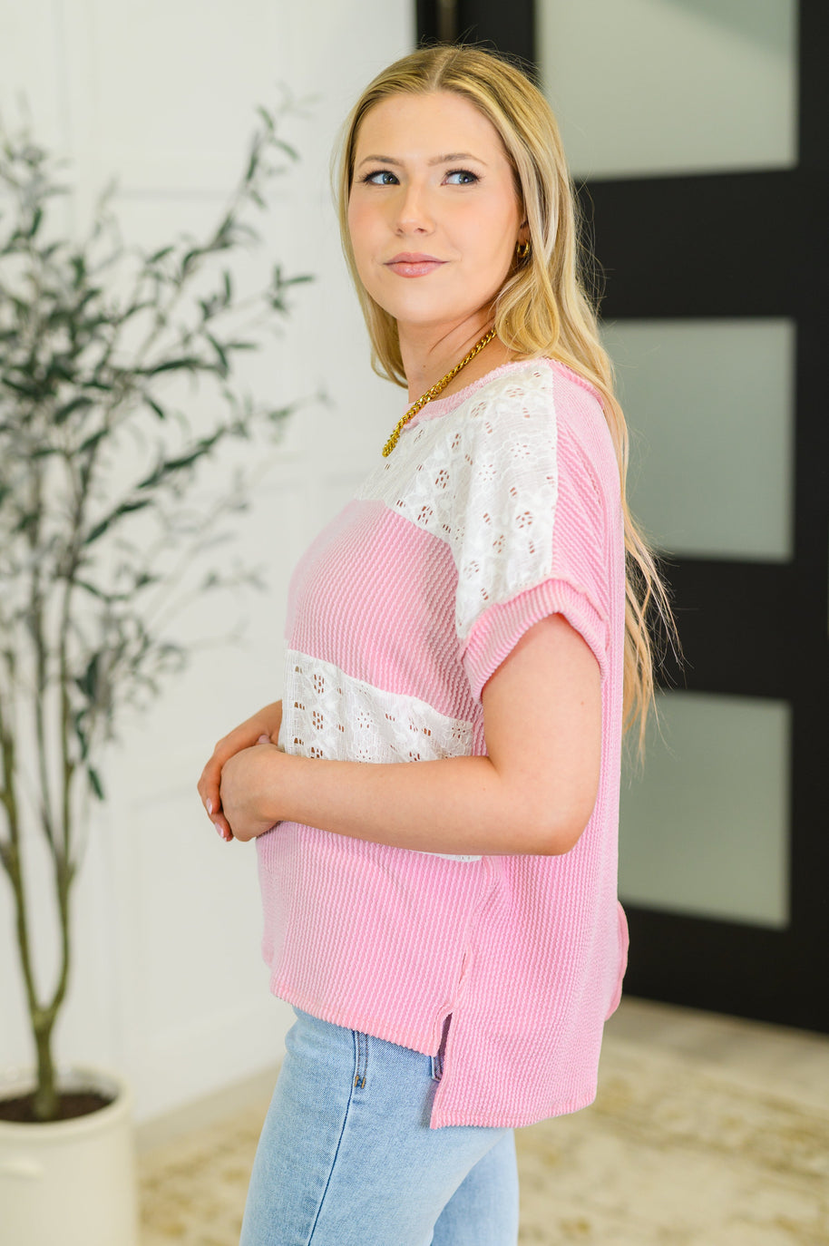 Parlour Picnic Color Block Knit Top in Pink-Womens-Ave Shops-[option4]-[option5]-[option6]-[option7]-[option8]-Shop-Boutique-Clothing-for-Women-Online