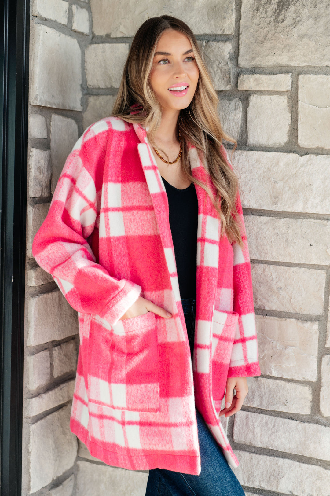 Passion in Plaid Coat in Pink-Layers-Ave Shops-[option4]-[option5]-[option6]-[option7]-[option8]-Shop-Boutique-Clothing-for-Women-Online