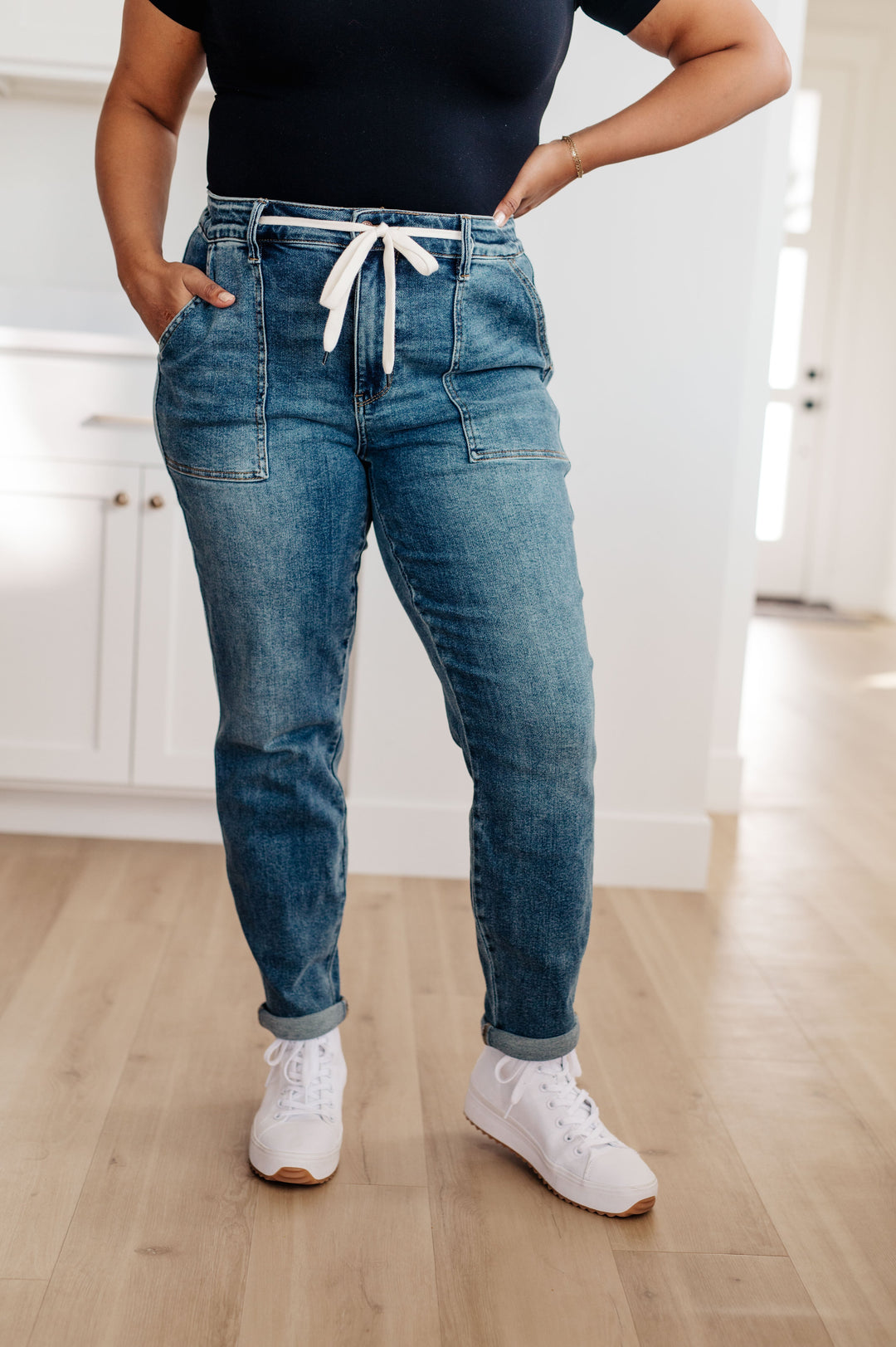 Payton Pull On Denim Joggers in Medium Wash-Denim-Ave Shops-[option4]-[option5]-[option6]-[option7]-[option8]-Shop-Boutique-Clothing-for-Women-Online