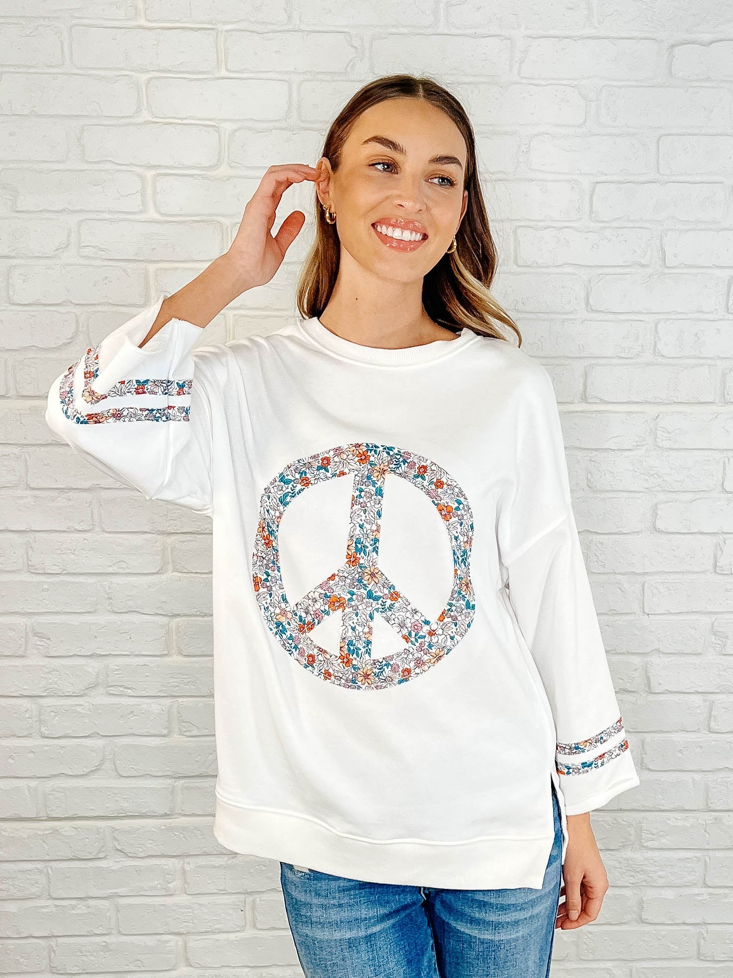 Peace, Love, and Flowers Peace Sign Top-Womens-Ave Shops-[option4]-[option5]-[option6]-[option7]-[option8]-Shop-Boutique-Clothing-for-Women-Online