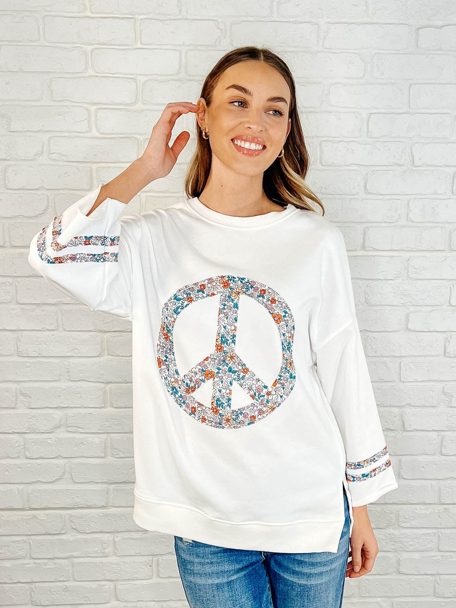 Peace, Love, and Flowers Peace Sign Top-Womens-Ave Shops-[option4]-[option5]-[option6]-[option7]-[option8]-Shop-Boutique-Clothing-for-Women-Online