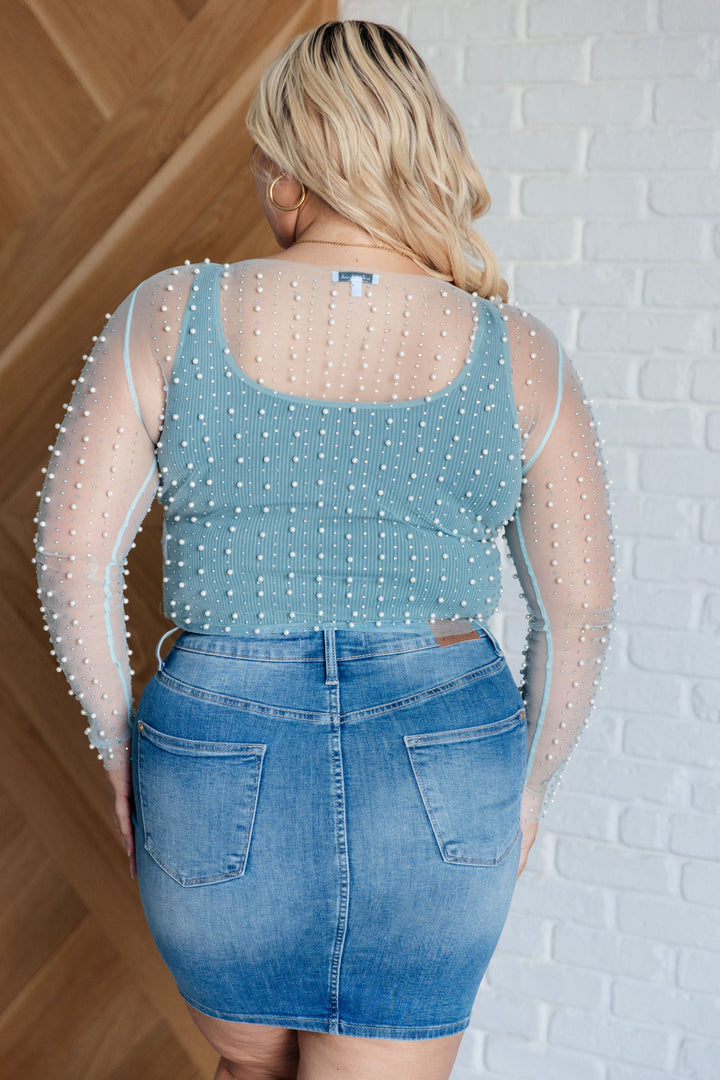 Pearl Diver Layering Top in Light Cyan-Tops-Ave Shops-[option4]-[option5]-[option6]-[option7]-[option8]-Shop-Boutique-Clothing-for-Women-Online