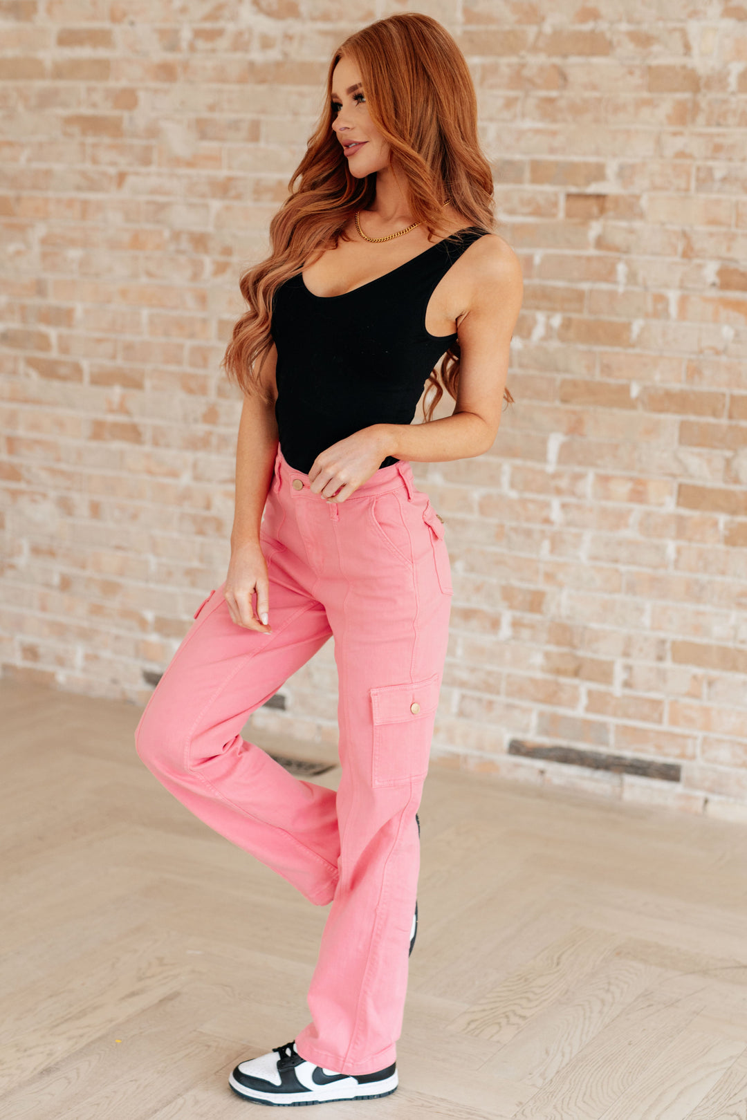 Judy Blue Peggy High Rise Cargo Straight Jeans in Pink-Womens-Ave Shops-[option4]-[option5]-[option6]-[option7]-[option8]-Shop-Boutique-Clothing-for-Women-Online