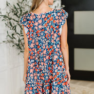 Petal to the Metal Flutter Sleeve Dress in Navy/Coral-Womens-Ave Shops-[option4]-[option5]-[option6]-[option7]-[option8]-Shop-Boutique-Clothing-for-Women-Online