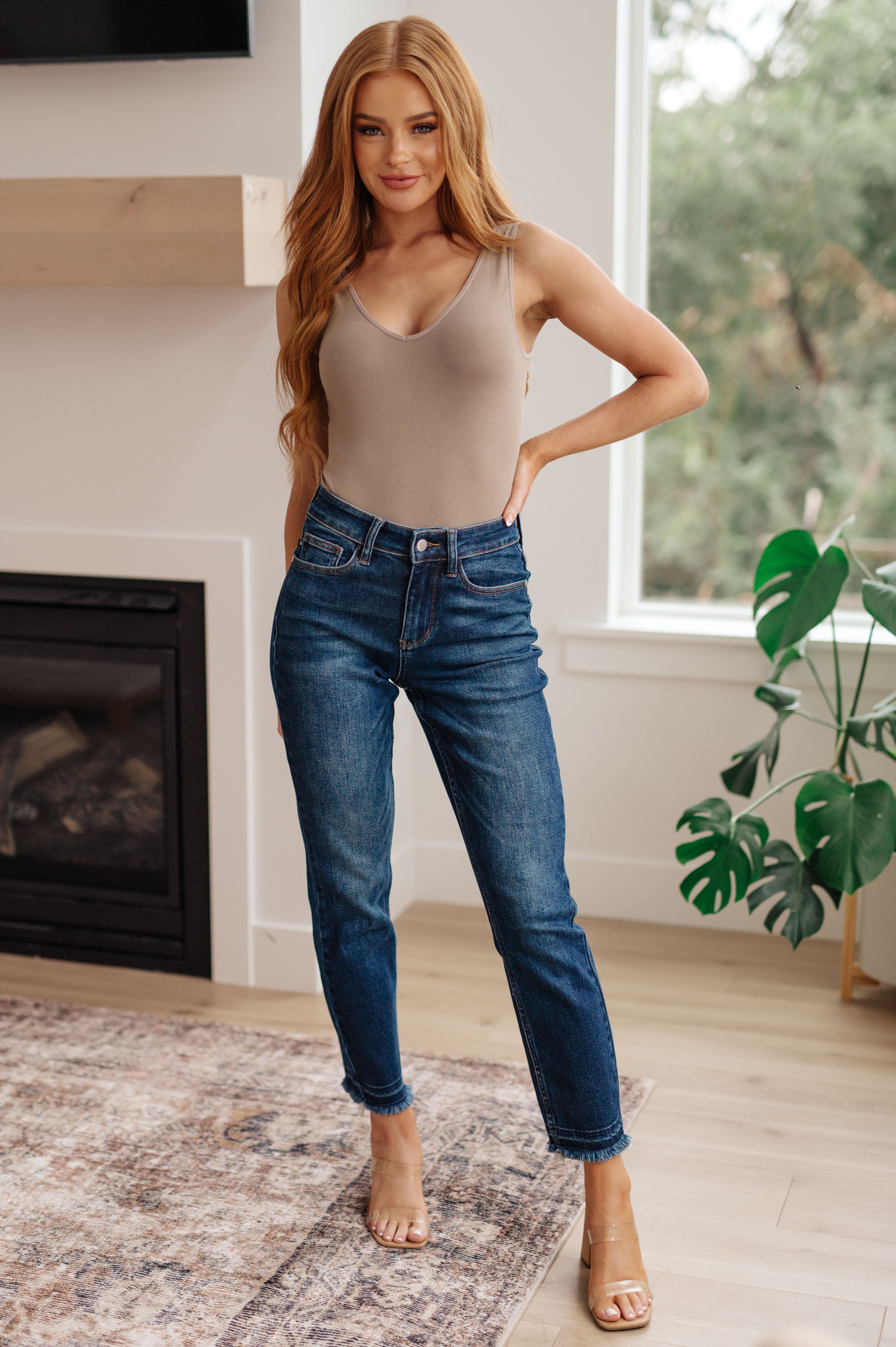 Phillipa High Rise Release Hem Slim Jeans-Denim-Ave Shops-[option4]-[option5]-[option6]-[option7]-[option8]-Shop-Boutique-Clothing-for-Women-Online