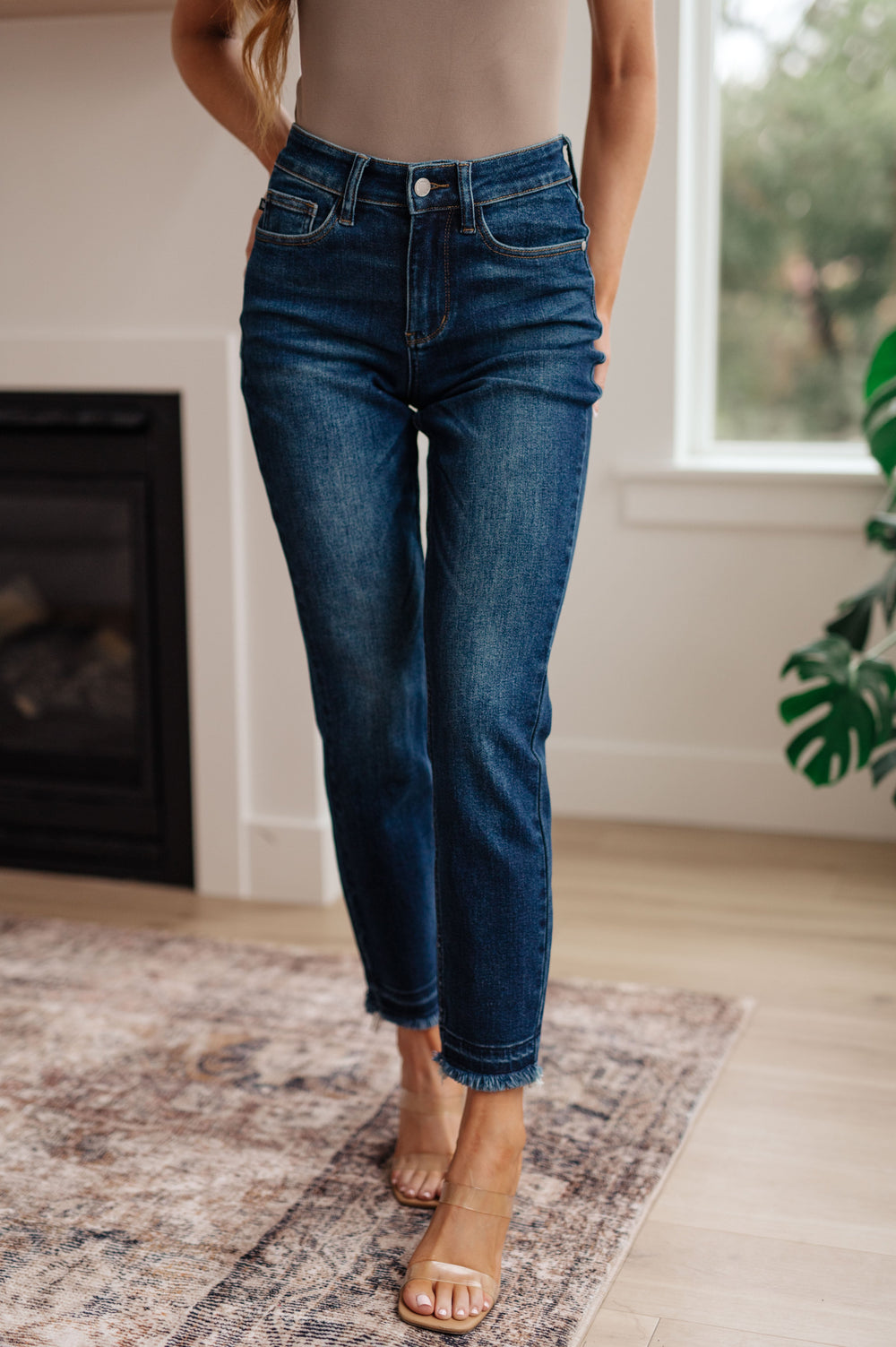 Phillipa High Rise Release Hem Slim Jeans-Denim-Ave Shops-[option4]-[option5]-[option6]-[option7]-[option8]-Shop-Boutique-Clothing-for-Women-Online