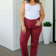 Judy Blue Phoebe High Rise Front Seam Straight Jeans in Burgundy-Denim-Ave Shops-[option4]-[option5]-[option6]-[option7]-[option8]-Shop-Boutique-Clothing-for-Women-Online