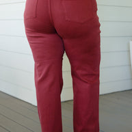 Judy Blue Phoebe High Rise Front Seam Straight Jeans in Burgundy-Denim-Ave Shops-[option4]-[option5]-[option6]-[option7]-[option8]-Shop-Boutique-Clothing-for-Women-Online