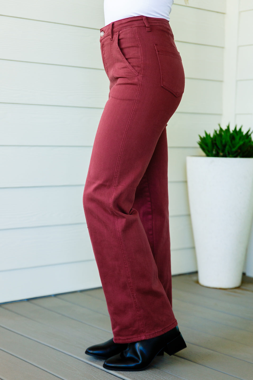 Judy Blue Phoebe High Rise Front Seam Straight Jeans in Burgundy-Denim-Ave Shops-[option4]-[option5]-[option6]-[option7]-[option8]-Shop-Boutique-Clothing-for-Women-Online