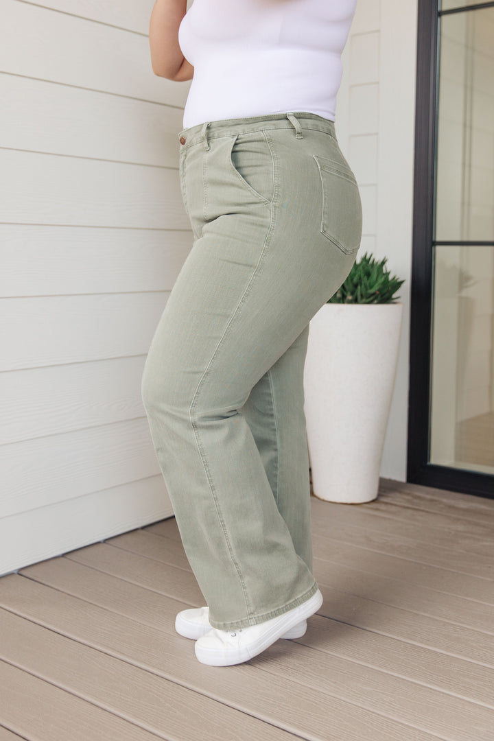 Judy Blue Phoebe High Rise Front Seam Straight Jeans in Sage-Denim-Ave Shops-[option4]-[option5]-[option6]-[option7]-[option8]-Shop-Boutique-Clothing-for-Women-Online