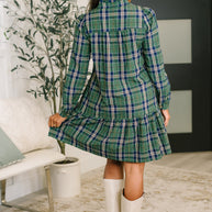 Plaid Perspective Split Neck Long Sleeve Dress-Womens-Ave Shops-[option4]-[option5]-[option6]-[option7]-[option8]-Shop-Boutique-Clothing-for-Women-Online