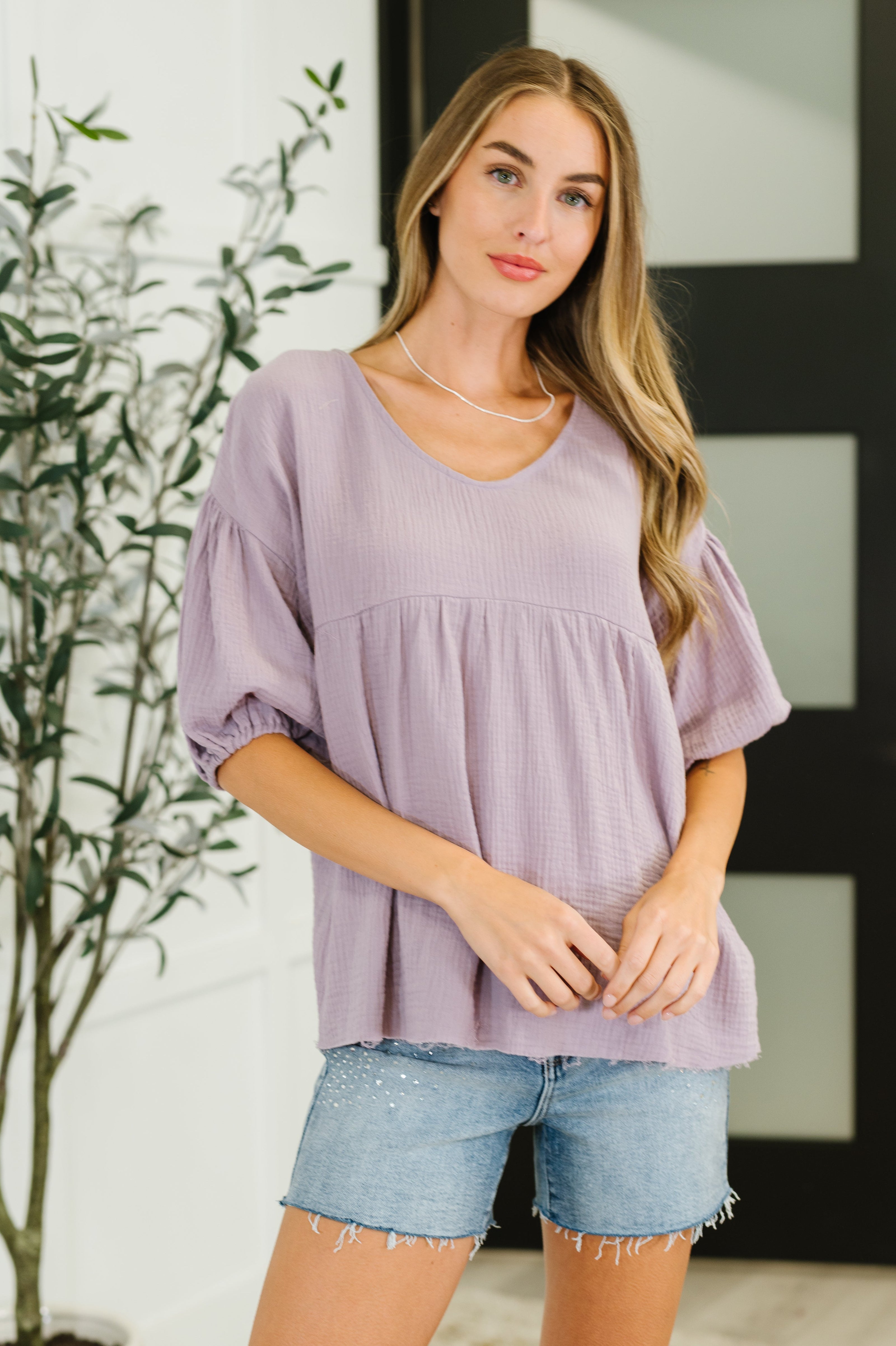 Pleasantly Perfect Bubble Sleeve Peasant Blouse-Blouses-Ave Shops-[option4]-[option5]-[option6]-[option7]-[option8]-Shop-Boutique-Clothing-for-Women-Online