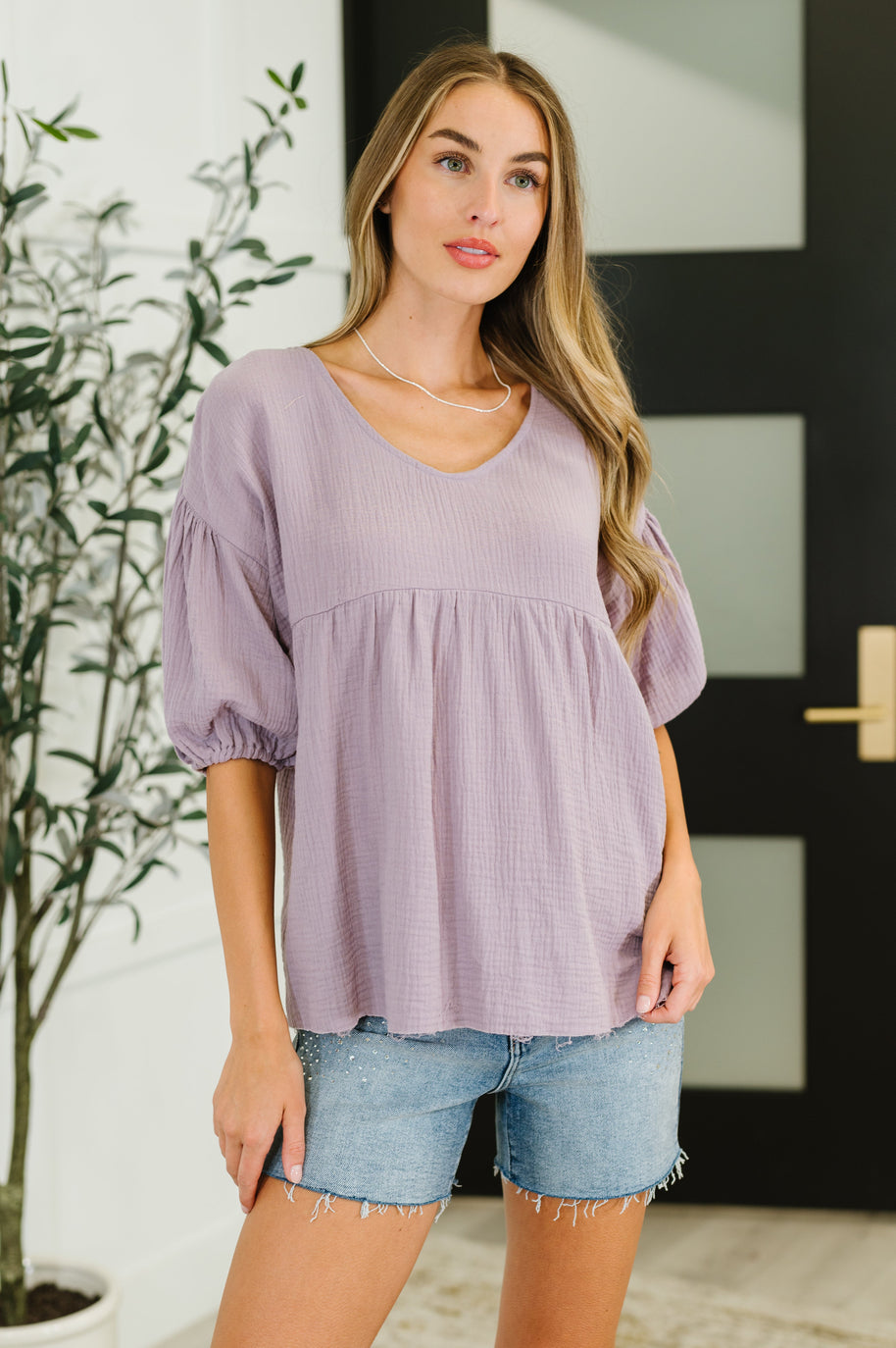 Pleasantly Perfect Bubble Sleeve Peasant Blouse-Blouses-Ave Shops-[option4]-[option5]-[option6]-[option7]-[option8]-Shop-Boutique-Clothing-for-Women-Online