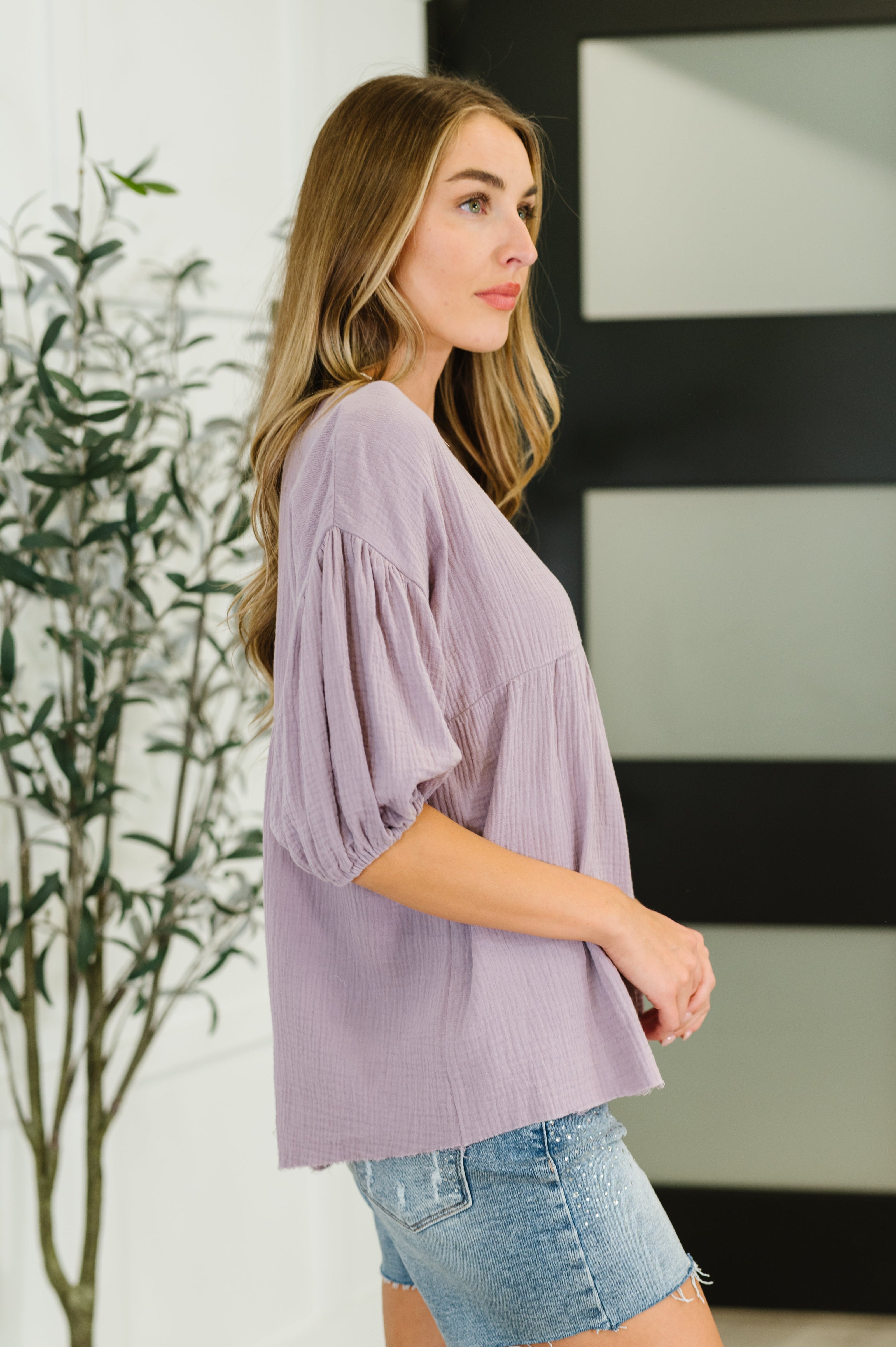 Pleasantly Perfect Bubble Sleeve Peasant Blouse-Blouses-Ave Shops-[option4]-[option5]-[option6]-[option7]-[option8]-Shop-Boutique-Clothing-for-Women-Online