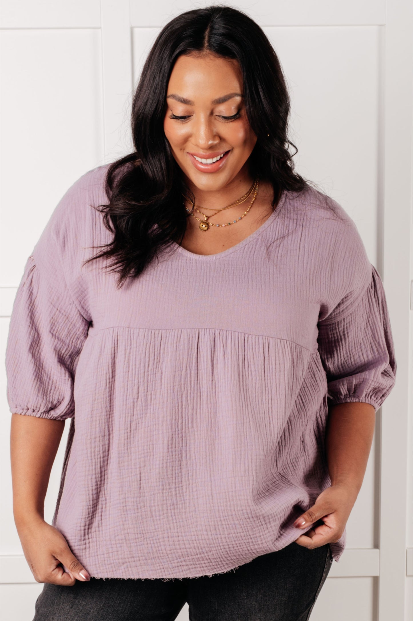 Pleasantly Perfect Bubble Sleeve Peasant Blouse-Blouses-Ave Shops-[option4]-[option5]-[option6]-[option7]-[option8]-Shop-Boutique-Clothing-for-Women-Online