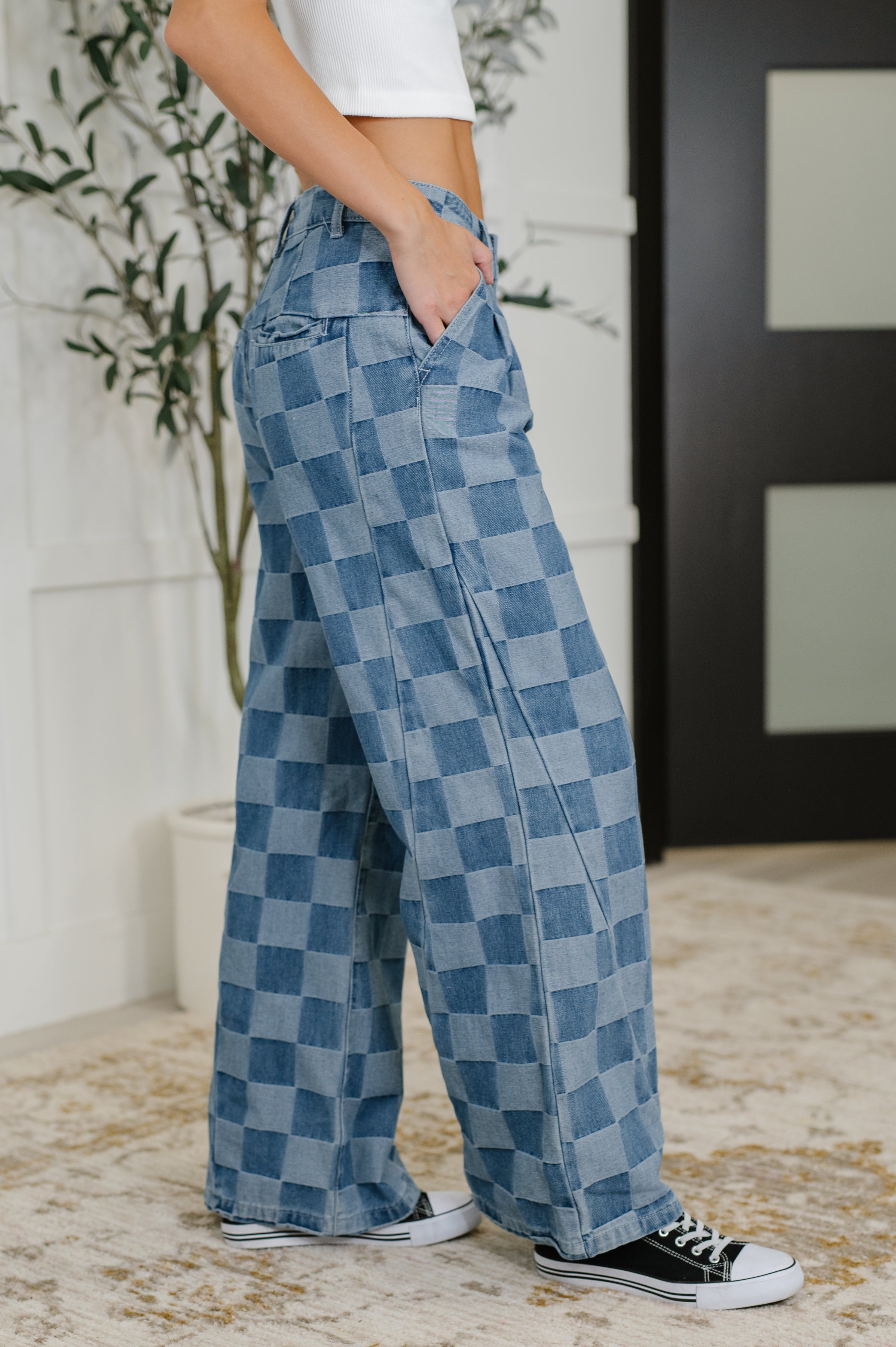 PREORDER: Please Detail Wide Leg Checkered Bottoms-Womens-Ave Shops-[option4]-[option5]-[option6]-[option7]-[option8]-Shop-Boutique-Clothing-for-Women-Online