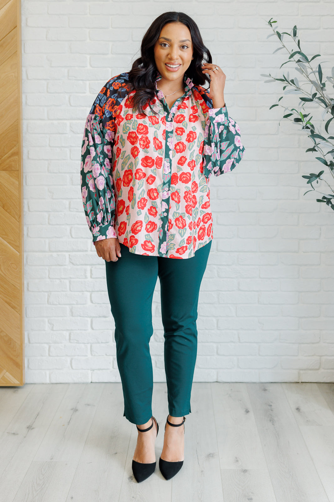 Presupposed Ideas Mixed Print Button Up Blouse-Blouses-Ave Shops-[option4]-[option5]-[option6]-[option7]-[option8]-Shop-Boutique-Clothing-for-Women-Online