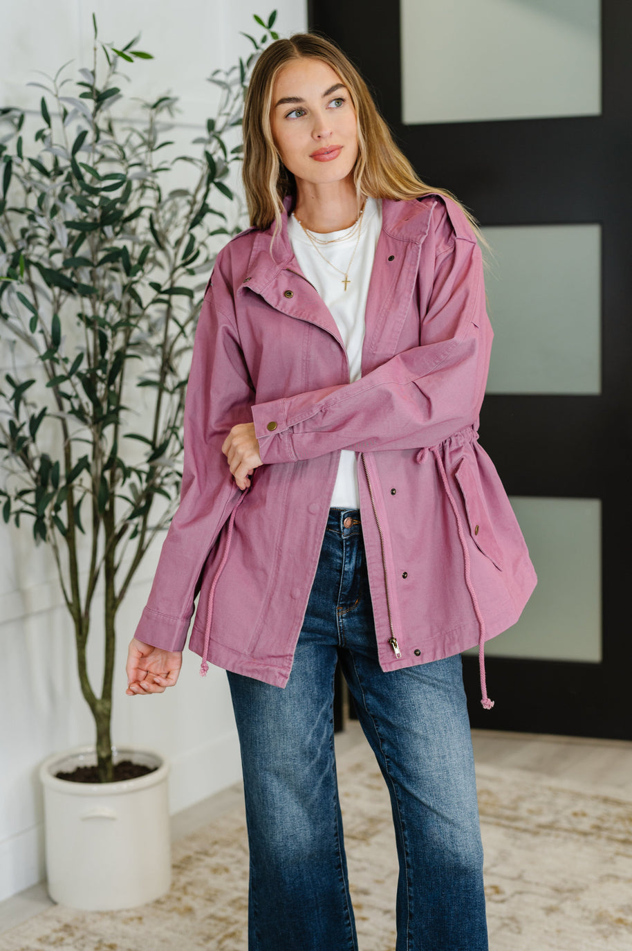 Puddle Jumper Full Front Zip Up Jacket in Mauve-Womens-Ave Shops-[option4]-[option5]-[option6]-[option7]-[option8]-Shop-Boutique-Clothing-for-Women-Online