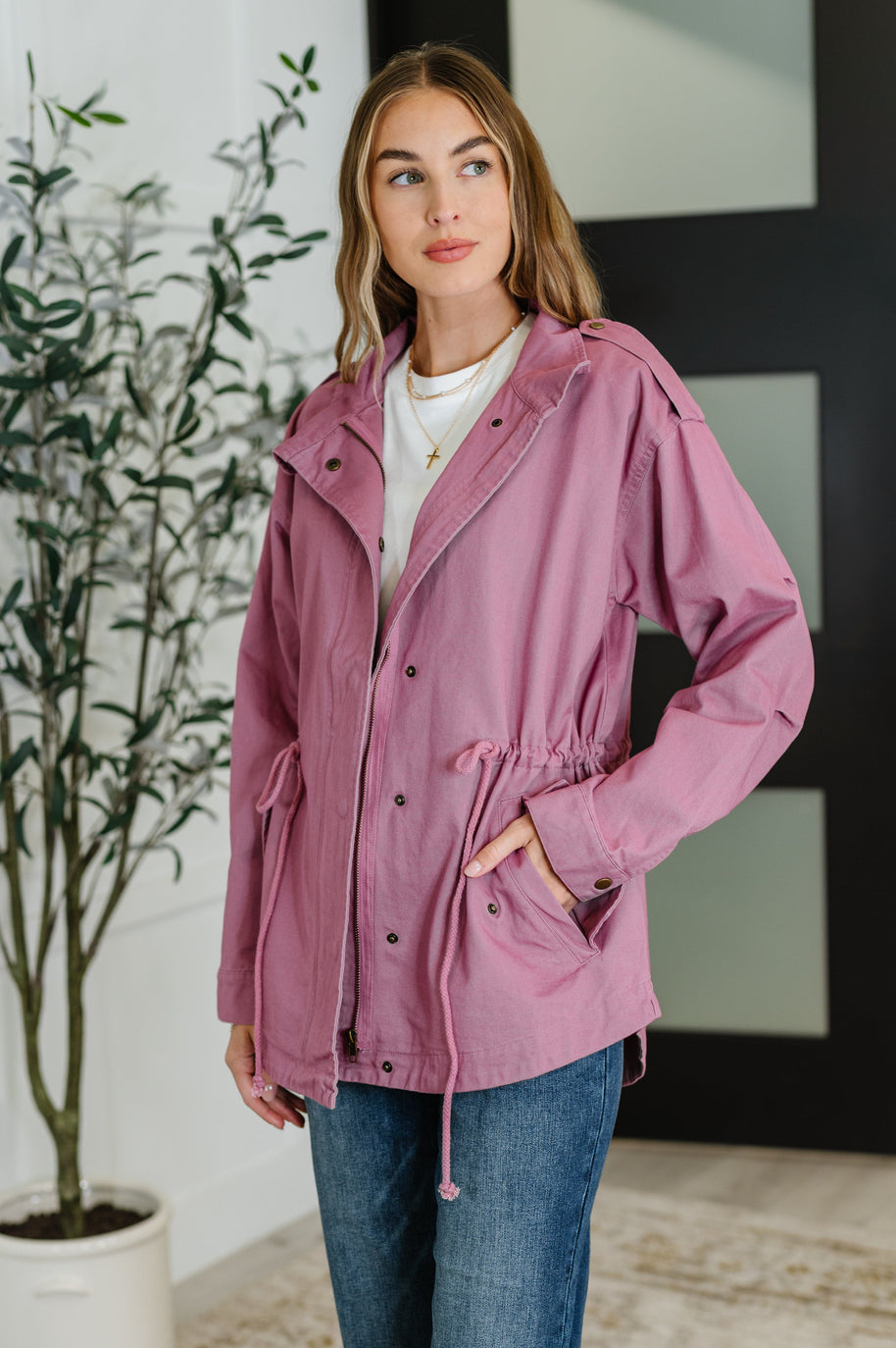 Puddle Jumper Full Front Zip Up Jacket in Mauve-Womens-Ave Shops-[option4]-[option5]-[option6]-[option7]-[option8]-Shop-Boutique-Clothing-for-Women-Online