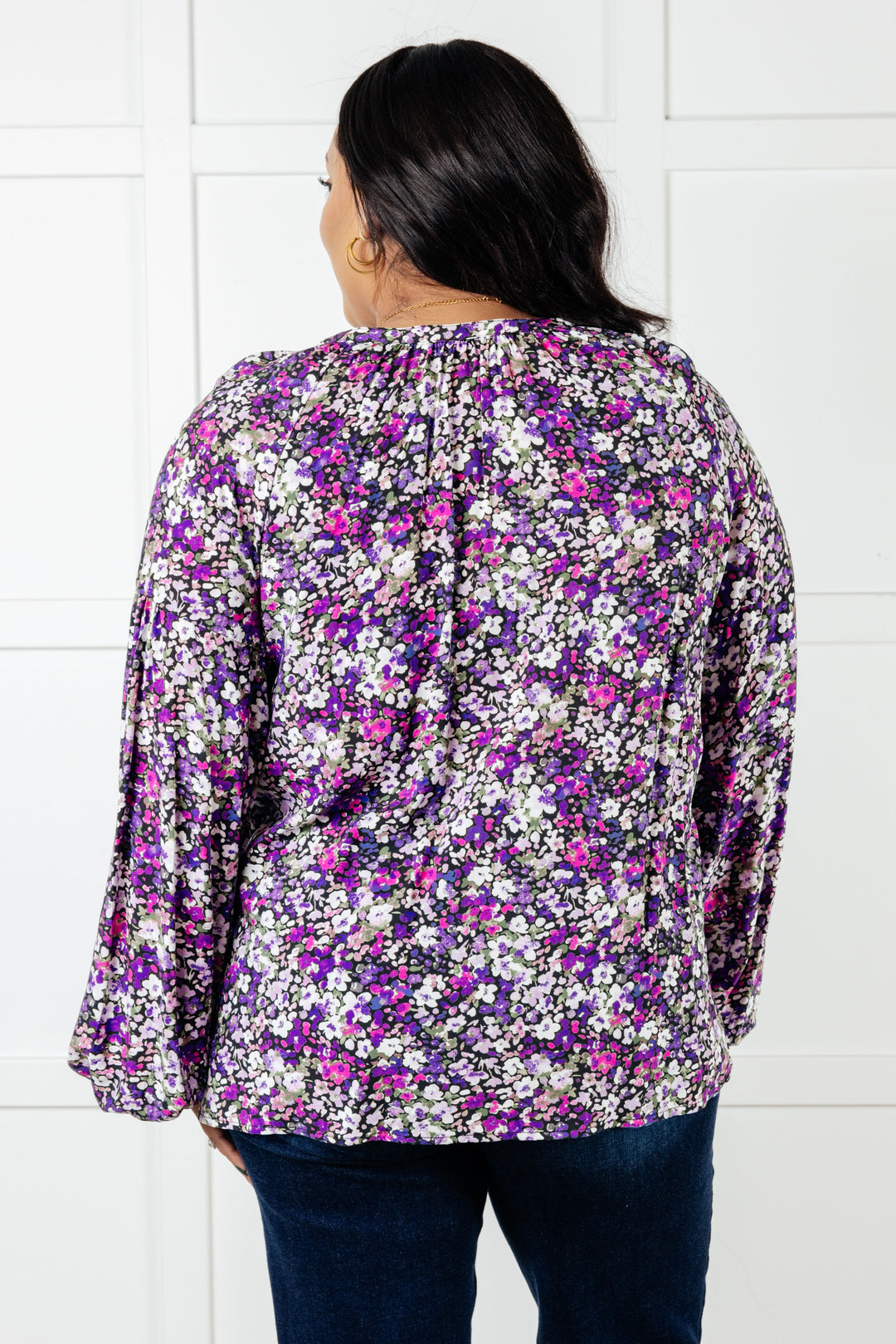 Pulled Together Ditsy Floral Bubble Sleeve Blouse-Blouses-Ave Shops-[option4]-[option5]-[option6]-[option7]-[option8]-Shop-Boutique-Clothing-for-Women-Online