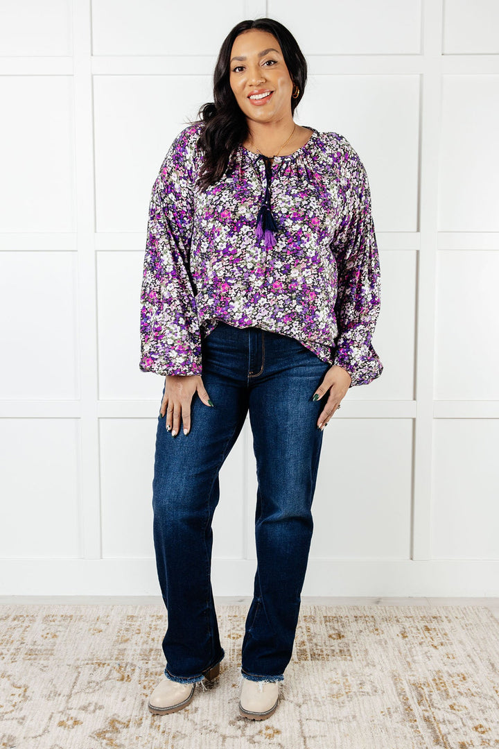 Pulled Together Ditsy Floral Bubble Sleeve Blouse-Blouses-Ave Shops-[option4]-[option5]-[option6]-[option7]-[option8]-Shop-Boutique-Clothing-for-Women-Online