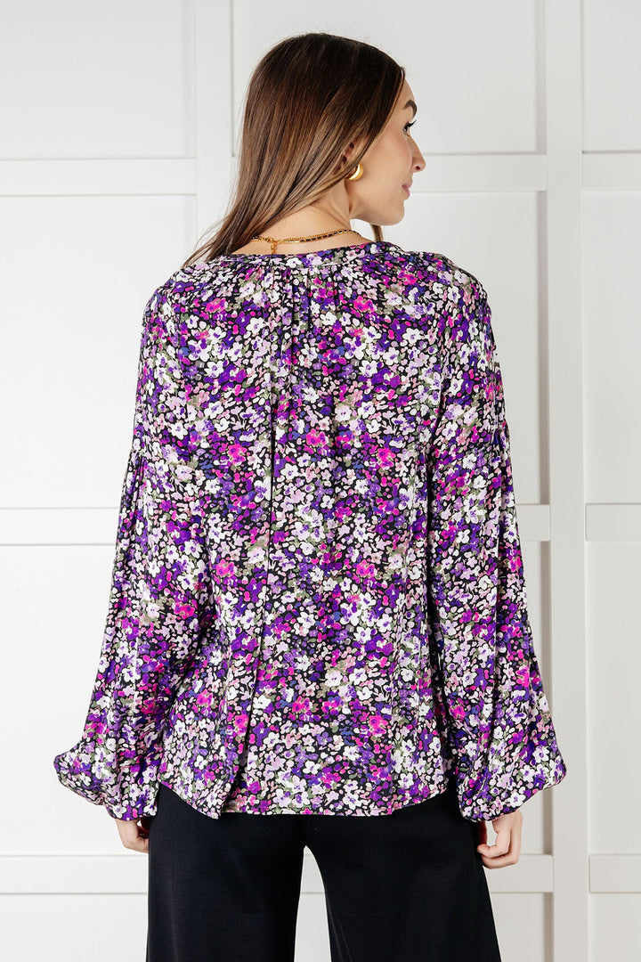 Pulled Together Ditsy Floral Bubble Sleeve Blouse-Blouses-Ave Shops-[option4]-[option5]-[option6]-[option7]-[option8]-Shop-Boutique-Clothing-for-Women-Online