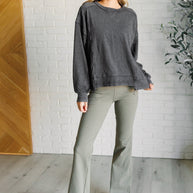 Rae Mode Building Habits Twill Flared Crossover Waist Pant in Dusty Olive-Bottoms-Ave Shops-[option4]-[option5]-[option6]-[option7]-[option8]-Shop-Boutique-Clothing-for-Women-Online
