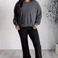 Rae Mode Building Habits Twill Flared Crossover Waist Pant in Black-Bottoms-Ave Shops-[option4]-[option5]-[option6]-[option7]-[option8]-Shop-Boutique-Clothing-for-Women-Online