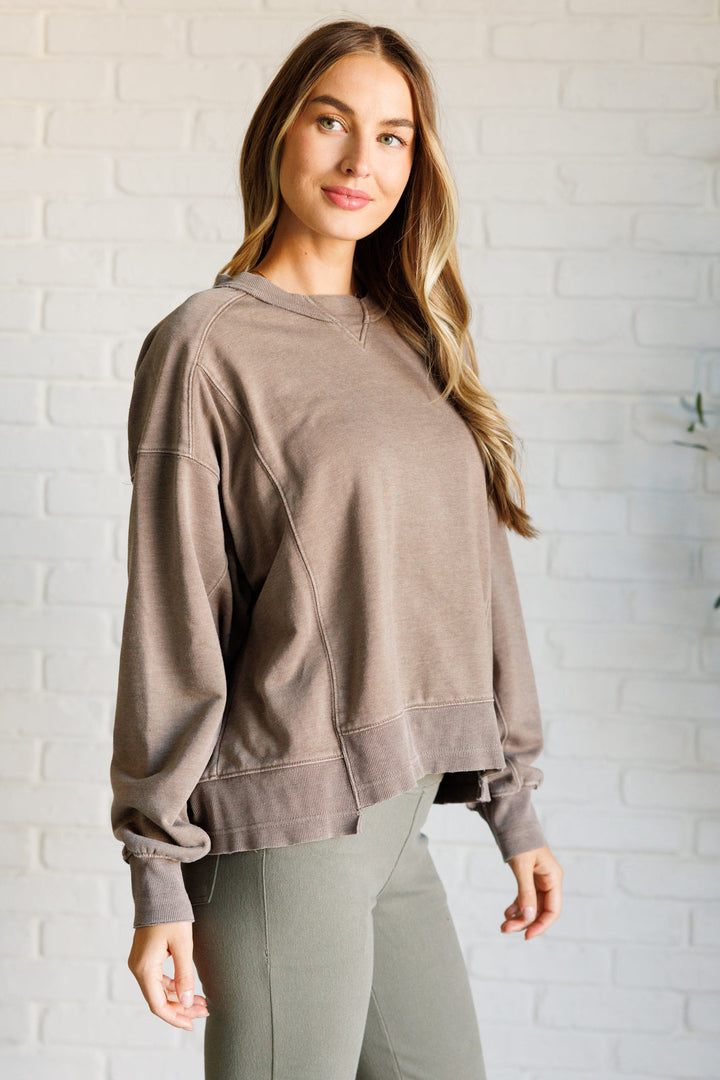 Rae Mode Quick Fix Mineral Wash Crew Neck Pullover in Mocha-Tops-Ave Shops-[option4]-[option5]-[option6]-[option7]-[option8]-Shop-Boutique-Clothing-for-Women-Online