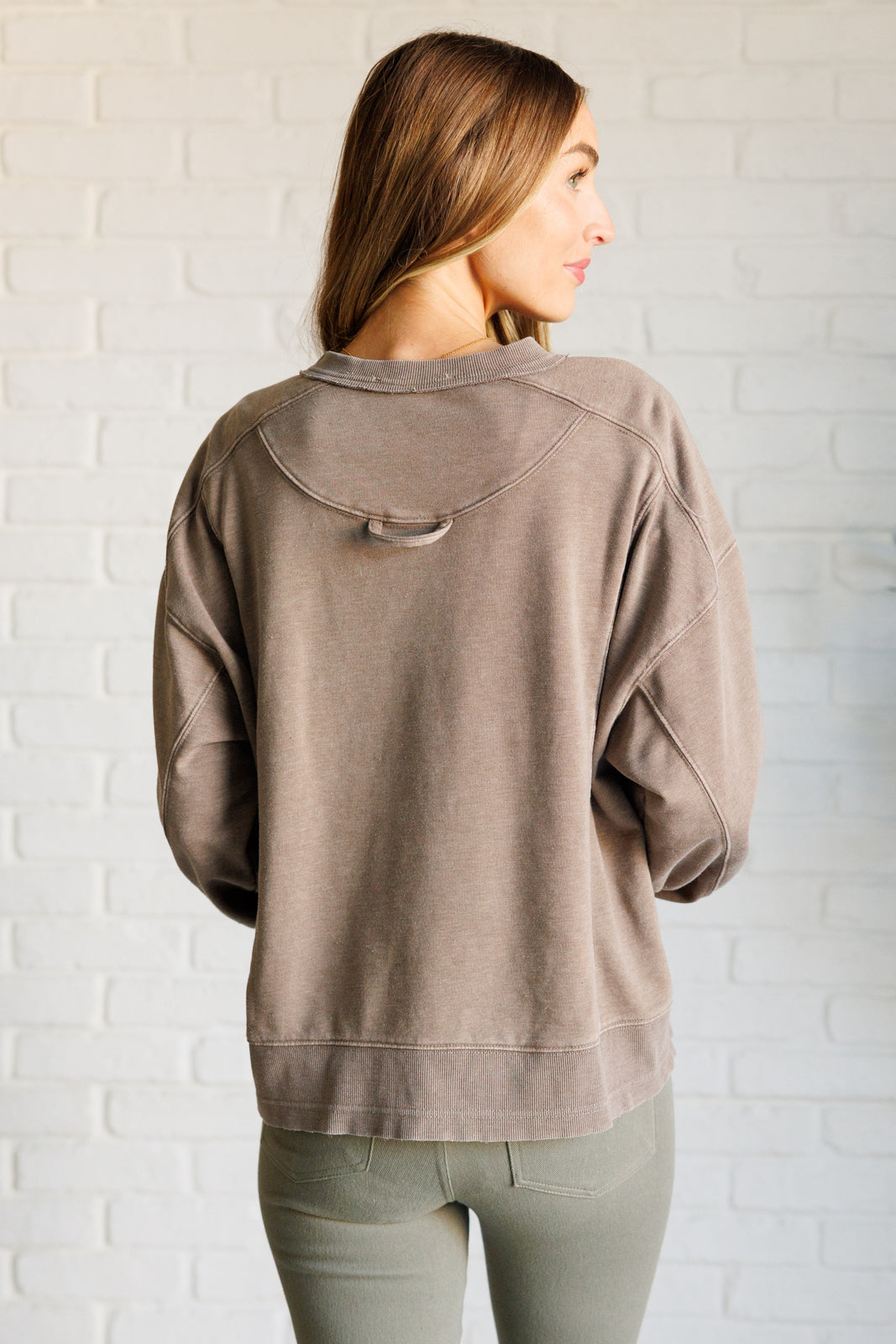 Rae Mode Quick Fix Mineral Wash Crew Neck Pullover in Mocha-Tops-Ave Shops-[option4]-[option5]-[option6]-[option7]-[option8]-Shop-Boutique-Clothing-for-Women-Online