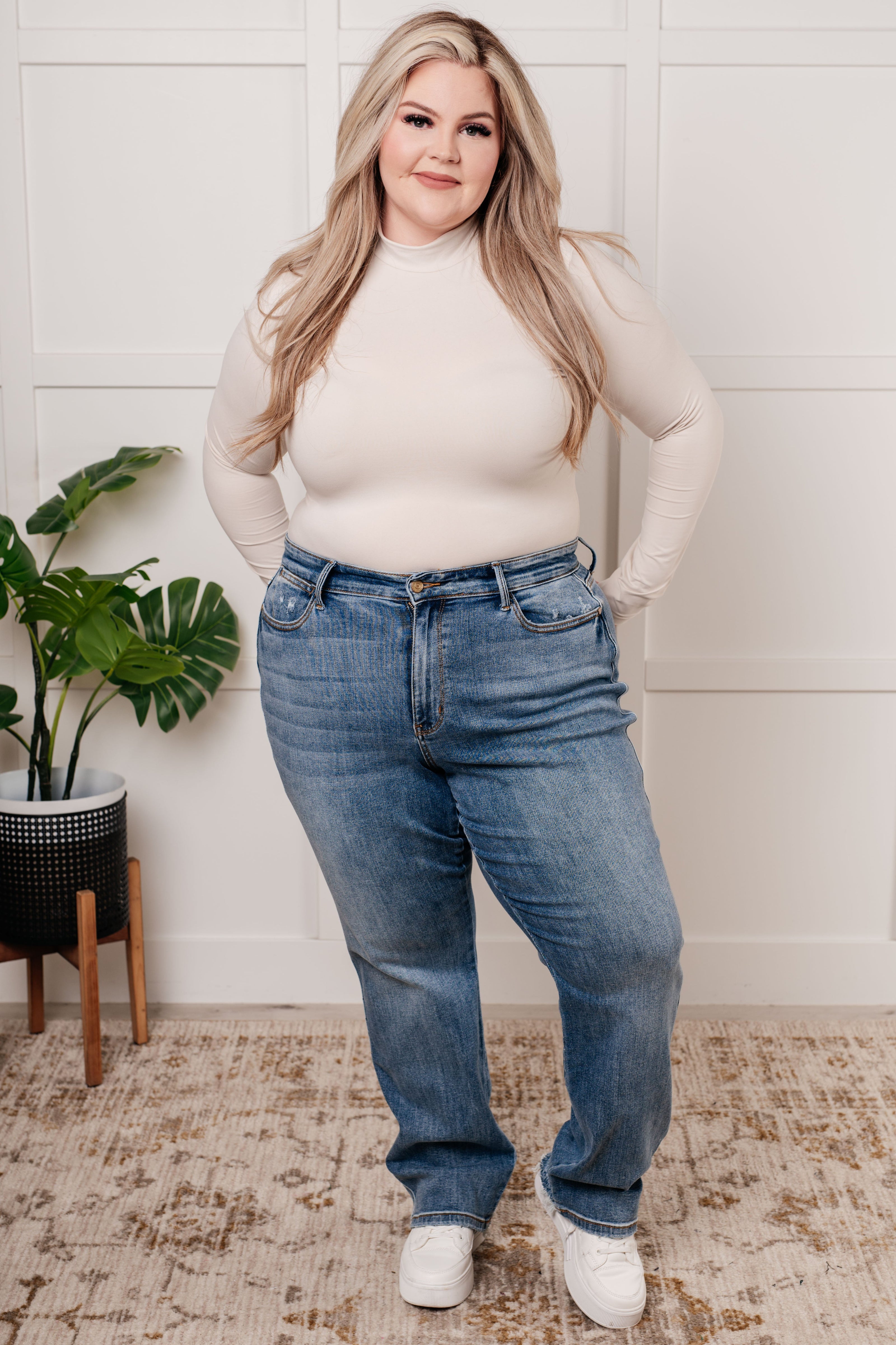 Judy Blue Quinn Mid Rise Cell Phone Pocket Dad Jeans-Womens-Ave Shops-[option4]-[option5]-[option6]-[option7]-[option8]-Shop-Boutique-Clothing-for-Women-Online