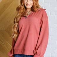 Quite the Impression Half Zip Pullover in Rust-Tops-Ave Shops-[option4]-[option5]-[option6]-[option7]-[option8]-Shop-Boutique-Clothing-for-Women-Online