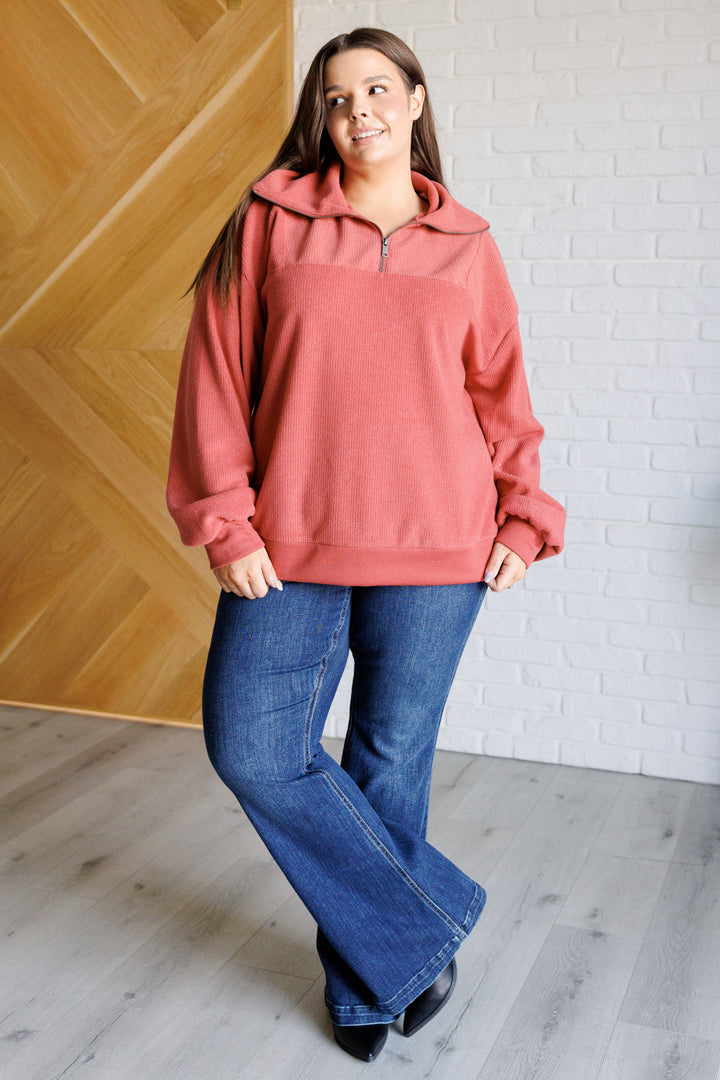 Quite the Impression Half Zip Pullover in Rust-Tops-Ave Shops-[option4]-[option5]-[option6]-[option7]-[option8]-Shop-Boutique-Clothing-for-Women-Online