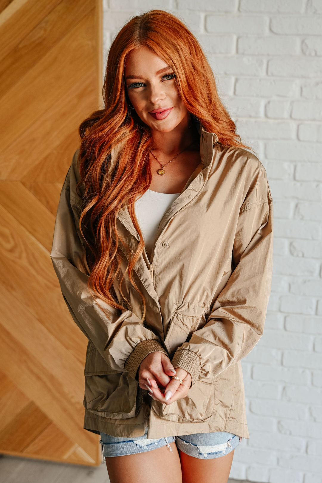 Rae Mode Rain, Rain Go Away Parachute Jacket in Camel-Layers-Ave Shops-[option4]-[option5]-[option6]-[option7]-[option8]-Shop-Boutique-Clothing-for-Women-Online