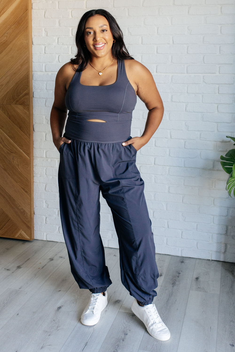 Raising Heart Rate Cutout Jumpsuit in Charcoal-Athleisure-Ave Shops-[option4]-[option5]-[option6]-[option7]-[option8]-Shop-Boutique-Clothing-for-Women-Online