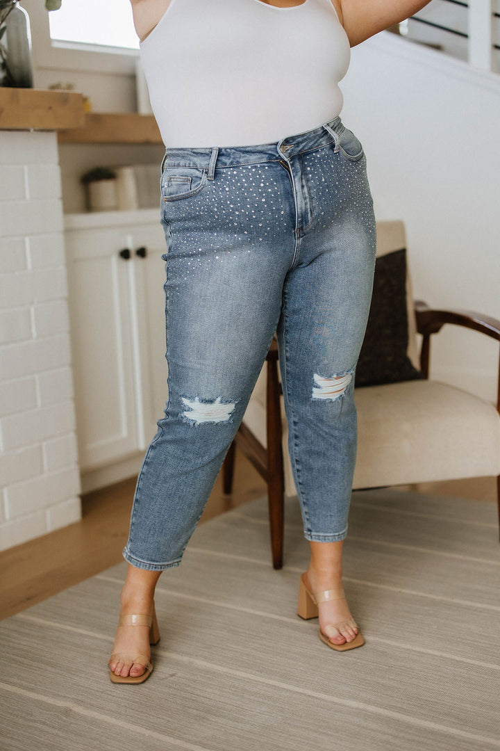 Judy Blue Reese Rhinestone Slim Fit Jeans-Denim-Ave Shops-[option4]-[option5]-[option6]-[option7]-[option8]-Shop-Boutique-Clothing-for-Women-Online