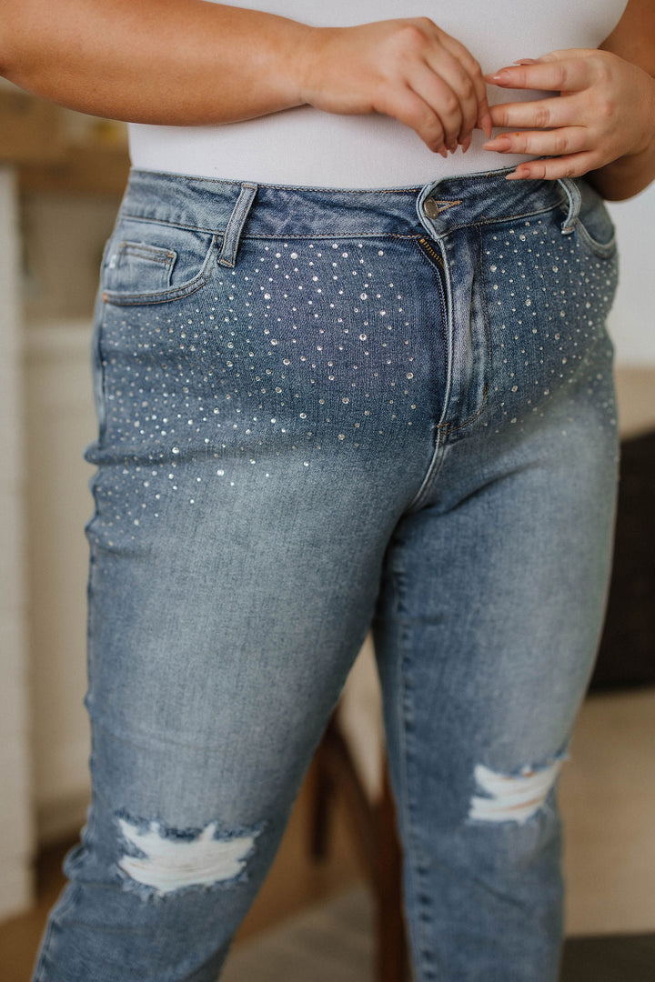 Judy Blue Reese Rhinestone Slim Fit Jeans-Denim-Ave Shops-[option4]-[option5]-[option6]-[option7]-[option8]-Shop-Boutique-Clothing-for-Women-Online