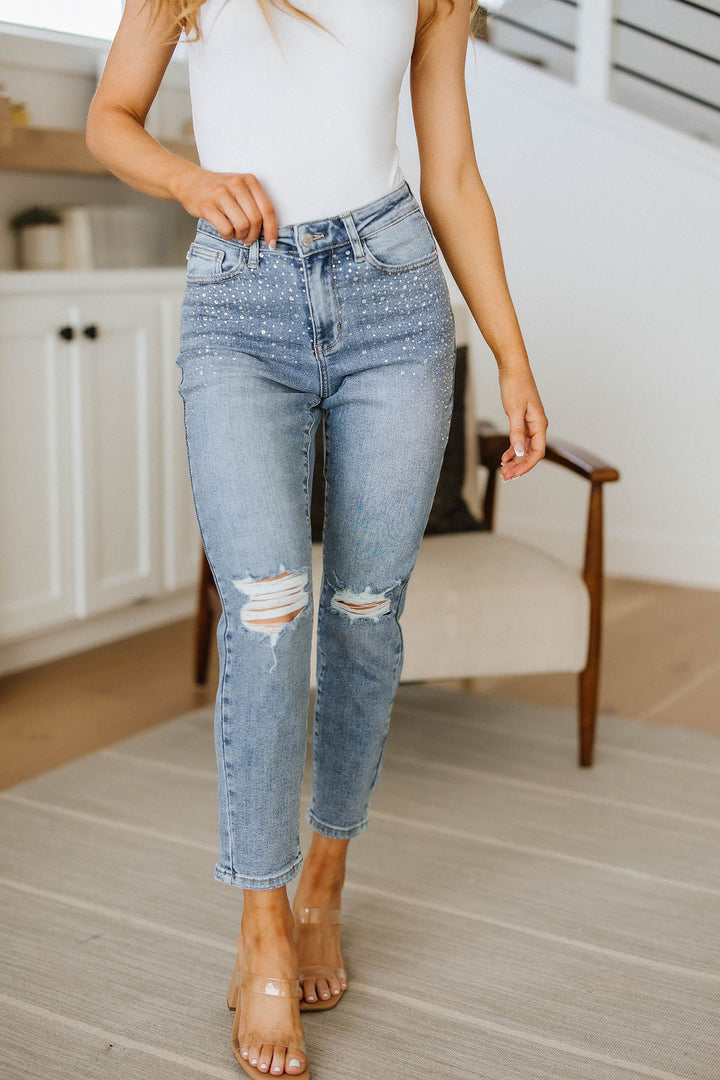 Judy Blue Reese Rhinestone Slim Fit Jeans-Denim-Ave Shops-[option4]-[option5]-[option6]-[option7]-[option8]-Shop-Boutique-Clothing-for-Women-Online