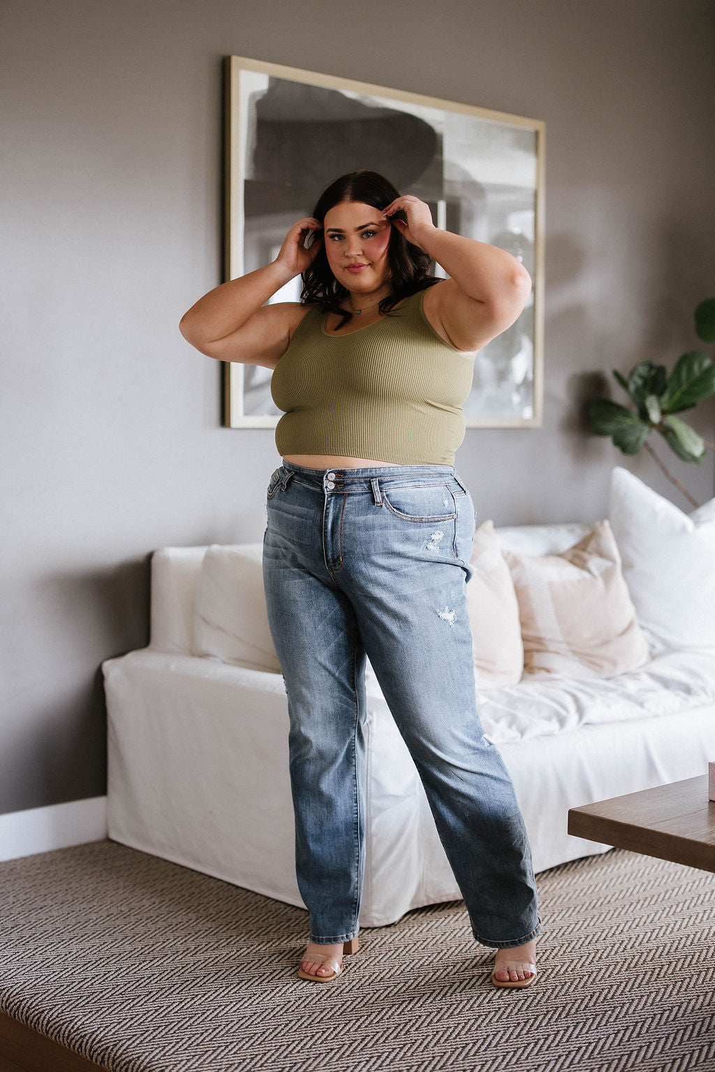 Relevant Ribbed Seamless Reversible Tank in Moss-Tops-Ave Shops-[option4]-[option5]-[option6]-[option7]-[option8]-Shop-Boutique-Clothing-for-Women-Online