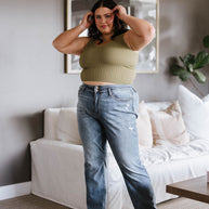 Relevant Ribbed Seamless Reversible Tank in Moss-Tops-Ave Shops-[option4]-[option5]-[option6]-[option7]-[option8]-Shop-Boutique-Clothing-for-Women-Online