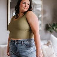 Relevant Ribbed Seamless Reversible Tank in Moss-Tops-Ave Shops-[option4]-[option5]-[option6]-[option7]-[option8]-Shop-Boutique-Clothing-for-Women-Online