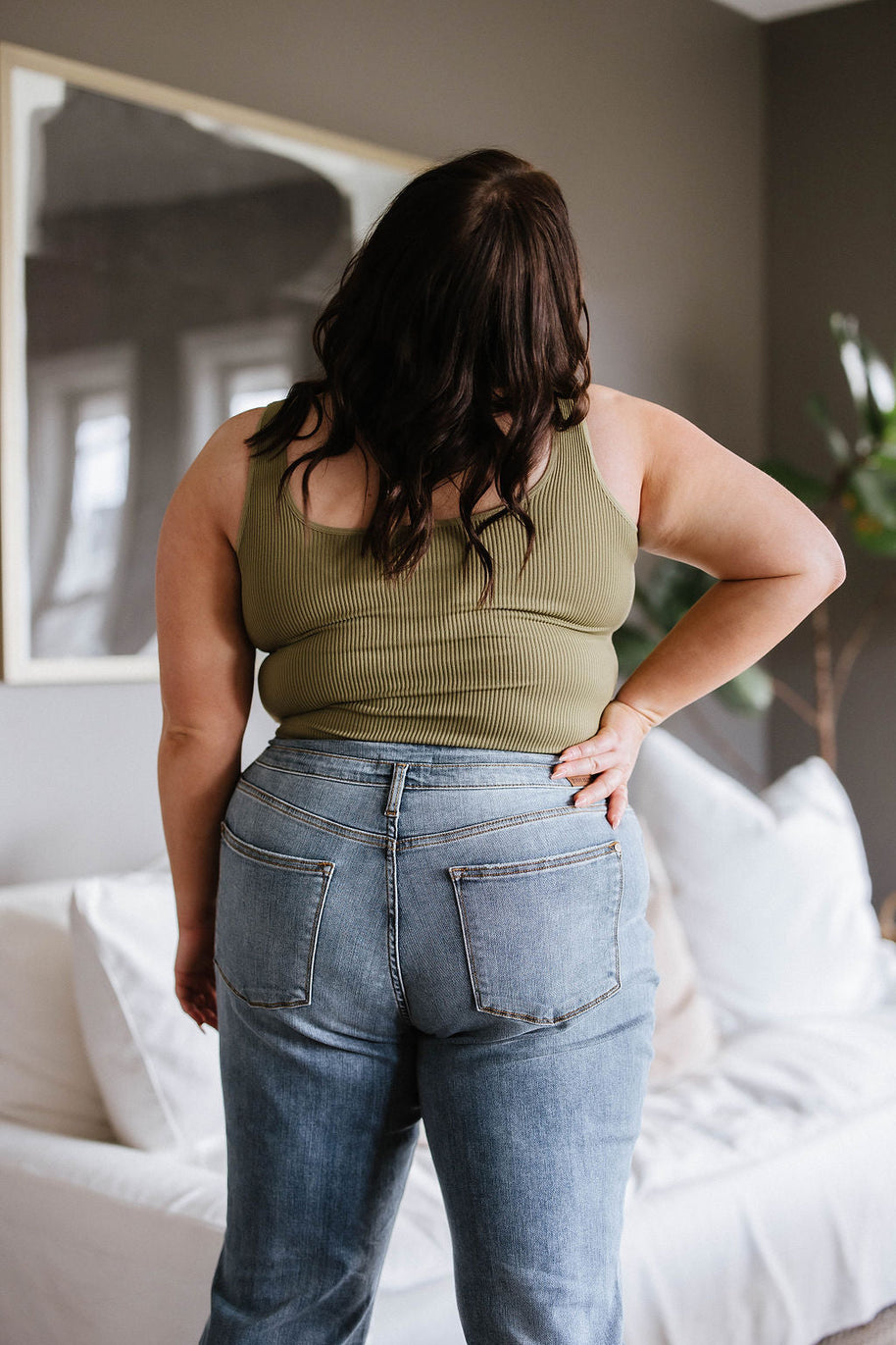 Relevant Ribbed Seamless Reversible Tank in Moss-Tops-Ave Shops-[option4]-[option5]-[option6]-[option7]-[option8]-Shop-Boutique-Clothing-for-Women-Online