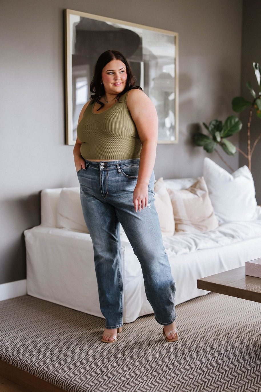 Relevant Ribbed Seamless Reversible Tank in Moss-Tops-Ave Shops-[option4]-[option5]-[option6]-[option7]-[option8]-Shop-Boutique-Clothing-for-Women-Online