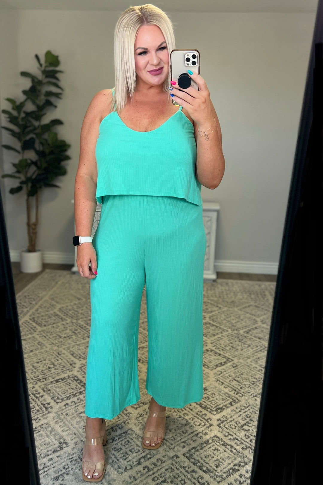 Ribbed Double Layer Jumpsuit in Mint-Jumpsuits & Rompers-Ave Shops-[option4]-[option5]-[option6]-[option7]-[option8]-Shop-Boutique-Clothing-for-Women-Online